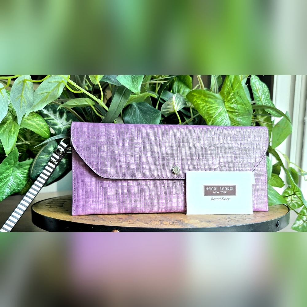 ☀️ Henri Bendel Shimmer Pink West 57th Travel Organizer Wristlet Clutch NWT